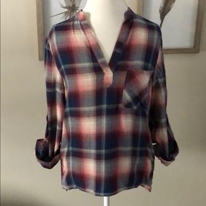 NWT Francesca’s plaid tunic